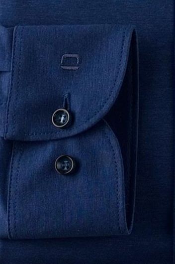 OLYMP Level Five 24/Seven overhemd wijde fit donkerblauw effen katoen