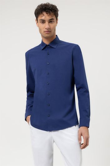 OLYMP Level Five 24/Seven overhemd wijde fit donkerblauw effen katoen