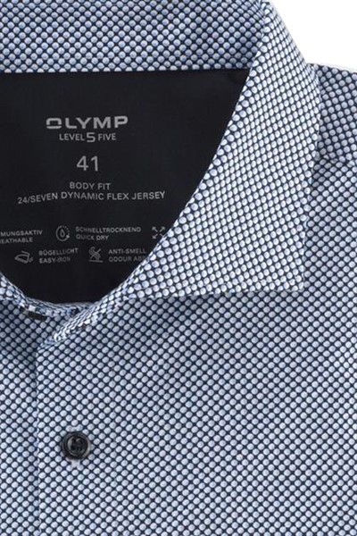 Olymp overhemd Level Five extra slim fit blauw wit geprint katoen