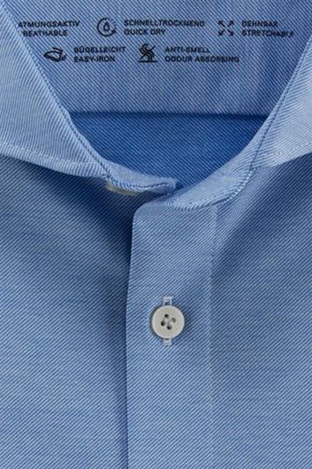 OLYMP No. Six 24/Seven overhemd mouwlengte 7 super slim fit blauw effen katoen
