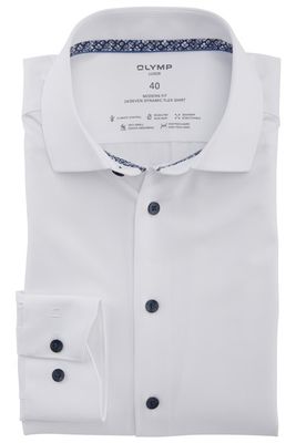 Olymp OLYMP Luxor 24/Seven overhemd mouwlengte 7 normale fit wit effen katoen