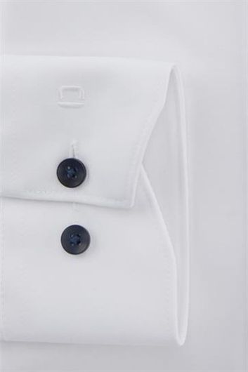 Olymp Luxor Modern Fit overhemd mouwlengte 7 wit effen katoen