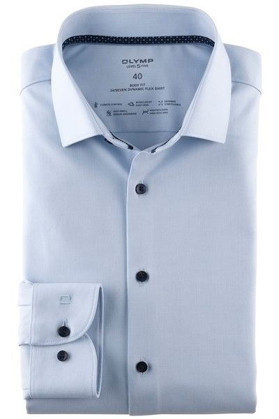Olymp Level Five 24/Seven business overhemd extra slim fit lichtblauw effen katoen