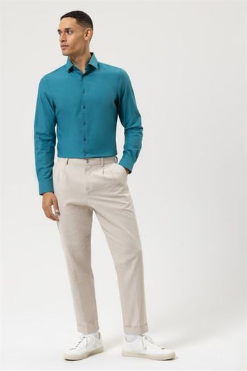 Olymp Level Five overhemd mouwlengte 7 extra slim fit turquoise effen 