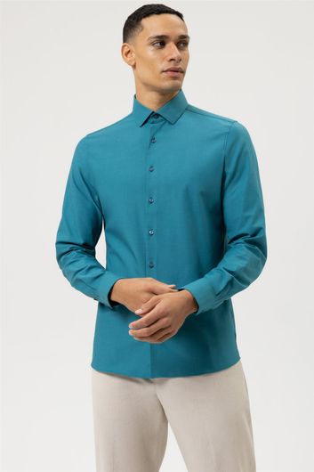Olymp Level Five overhemd mouwlengte 7 extra slim fit turquoise effen 