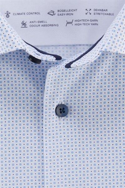 Olymp overhemd Level Five normale fit lichtblauw geprint katoen mouwlengte 7
