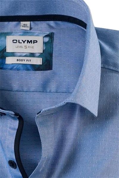 Olymp Level Five overhemd body fit blauw katoen