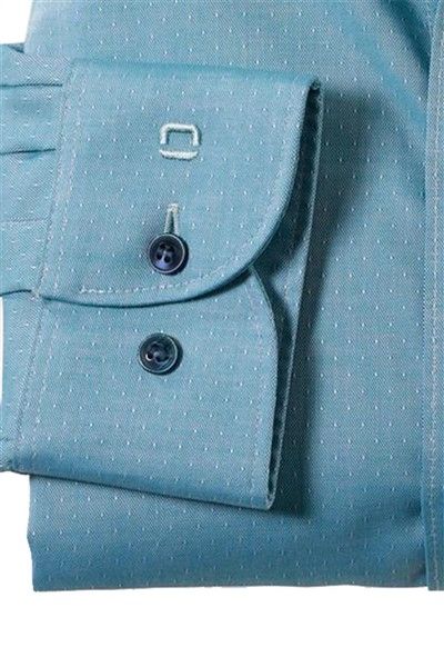 Olymp business overhemd Level Five body fit blauw/groen effen katoen