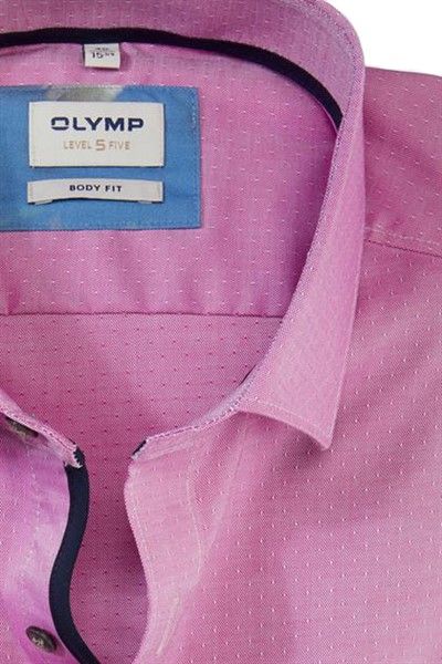 Olymp overhemd Level Five body fit roze effen katoen