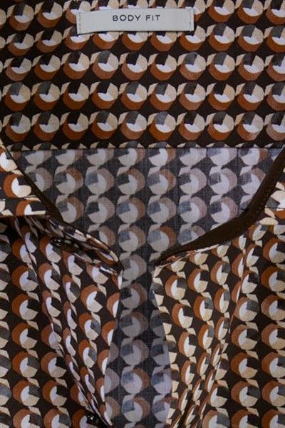 Olymp overhemd mouwlengte 7 Level Five extra slim fit bruin geprint patroon katoen