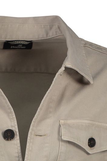 Vanguard casual overshirt overhemd normale fit beige effen 
