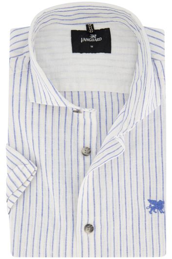 Vanguard casual overhemd korte mouw normale fit blauw wit gestreept 