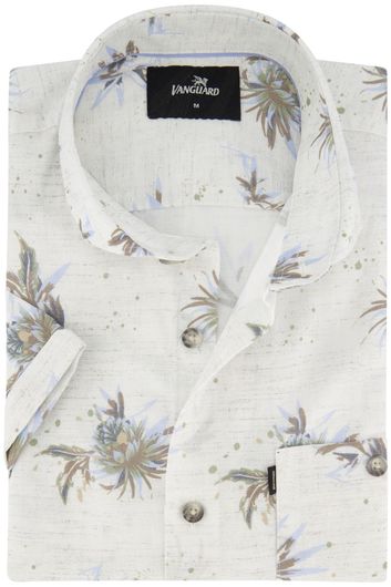 Vanguard casual overhemd korte mouw normale fit wit print bloemen