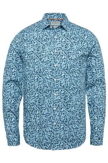 Cast Iron casual overhemd slim fit blauw geprint 