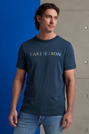 Cast Iron T-shirts korte mouw blauw ronde hals