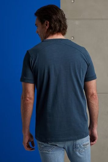Cast Iron T-shirts korte mouw blauw ronde hals logo print