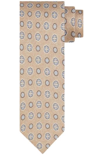 Profuomo stropdas beige geprint 100% zijde