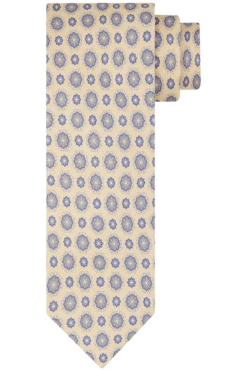 Profuomo stropdas geel met blauw geprint zijde