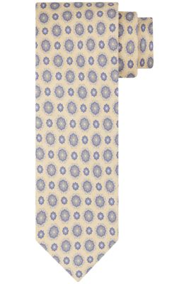 Profuomo Profuomo stropdas geel met blauw geprint zijde