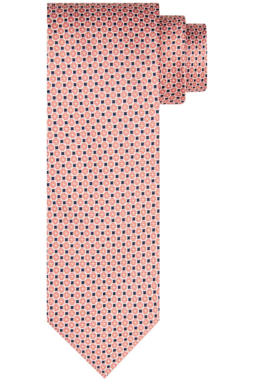Profuomo stropdas roze geprint met stippen zijde