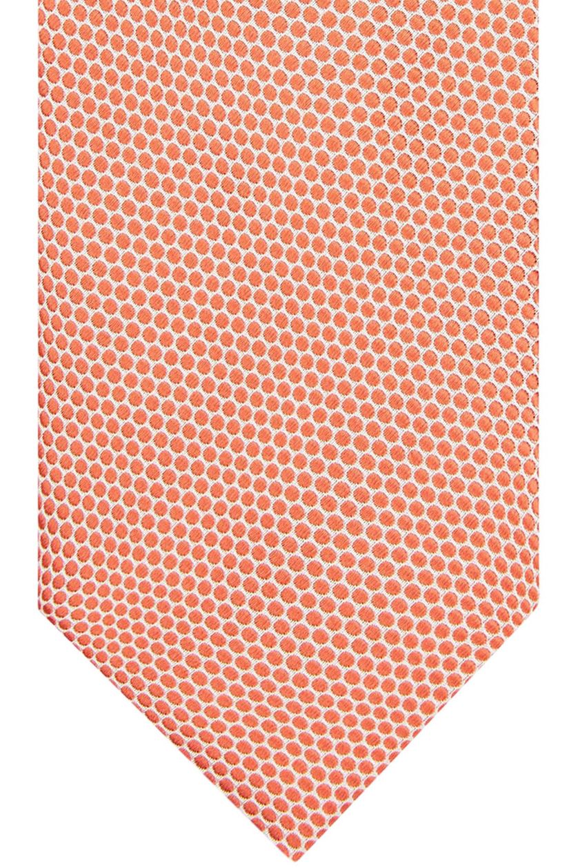 Profuomo stropdas oranje stippen print 100% zijde