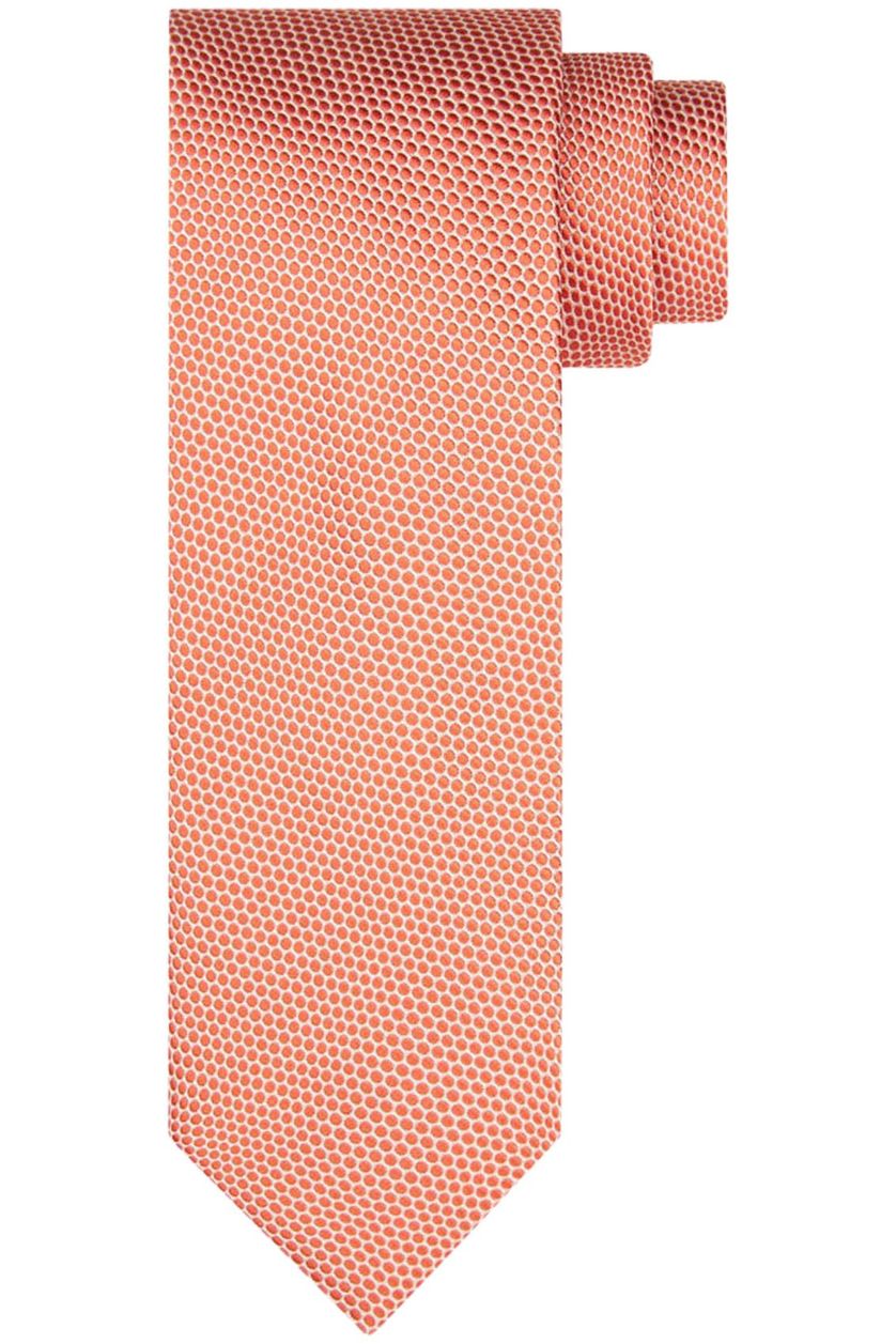 Profuomo stropdas oranje stippen print 100% zijde