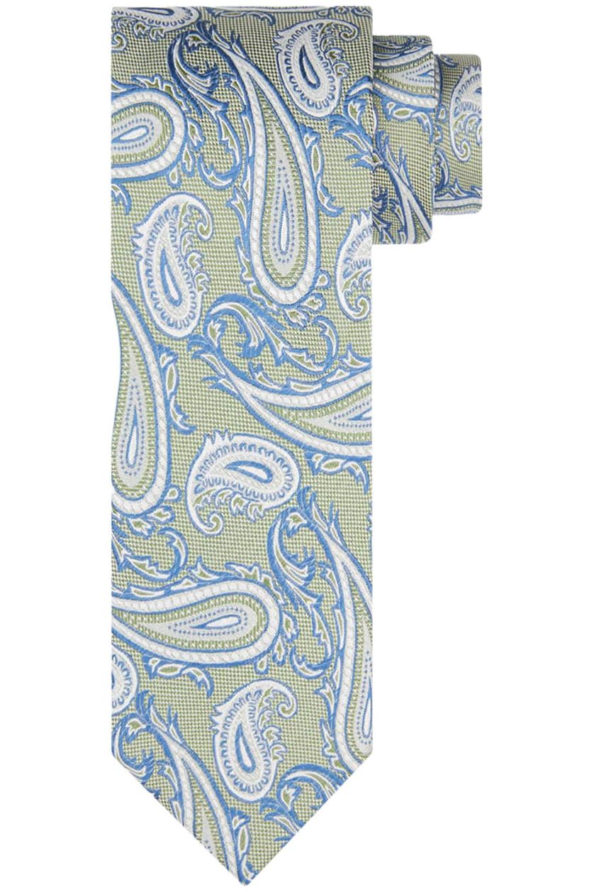Profuomo stropdas groen met blauwe print 100% zijde
