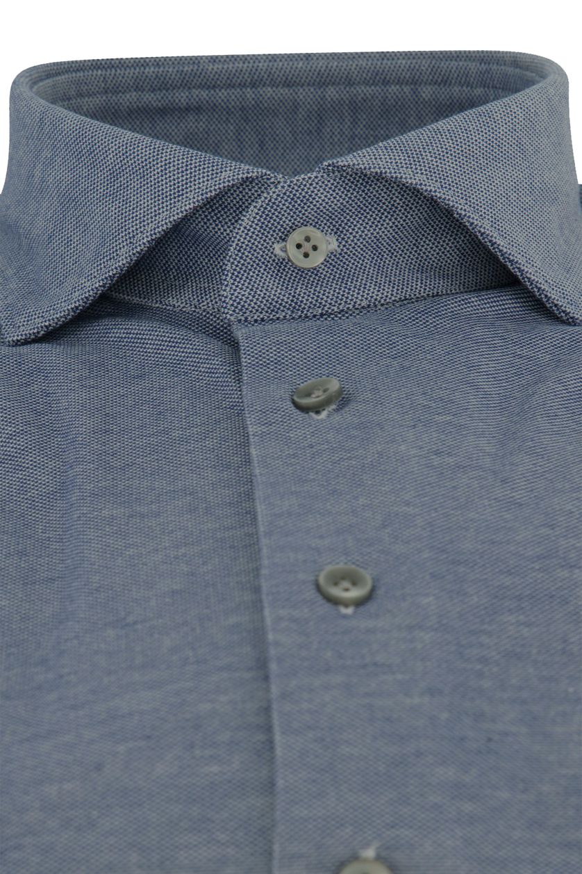 Profuomo business overhemd blauw knitted effen katoen slim fit