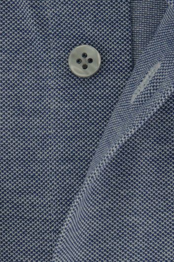 Profuomo business overhemd slim fit blauw effen knitted katoen