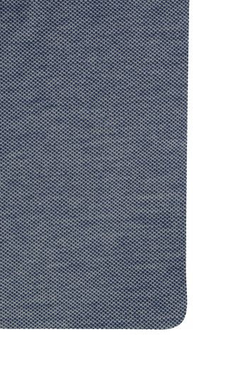 Profuomo business overhemd slim fit blauw effen knitted katoen