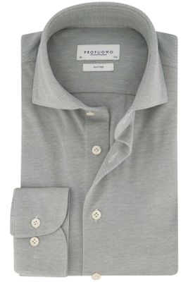 Profuomo Profuomo business overhemd slim fit grijs effen knitted katoen