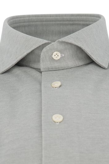 Profuomo business overhemd slim fit grijs effen knitted katoen