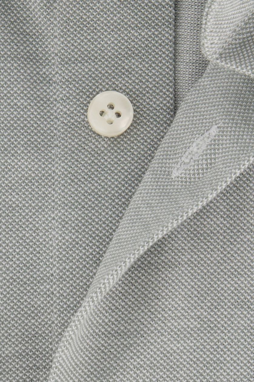 Profuomo business overhemd grijs knitted effen katoen slim fit