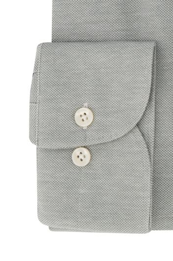 Profuomo business overhemd slim fit grijs effen knitted katoen