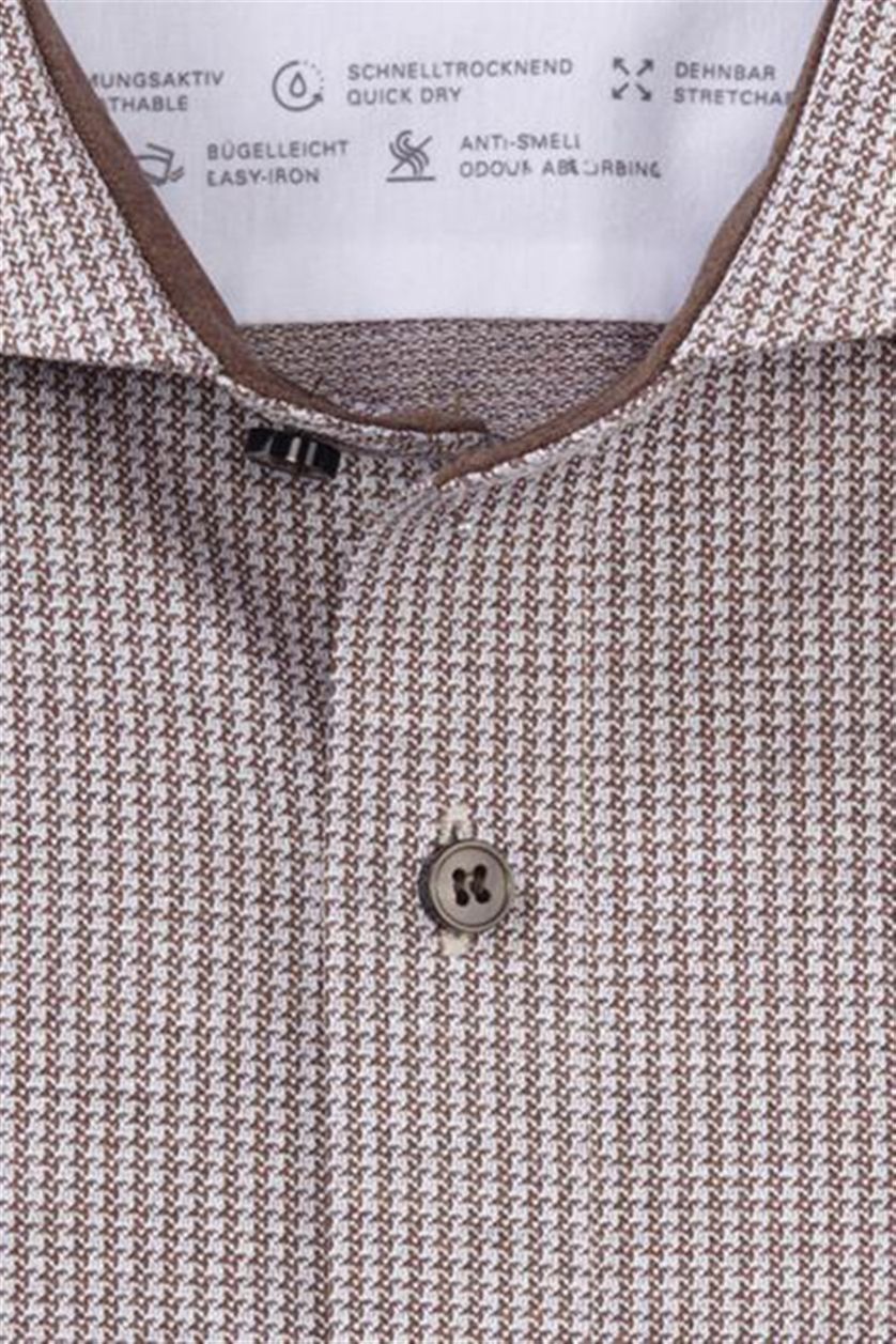 Bruin geprint Olymp overhemd mouwlengte 7 Level Five katoen