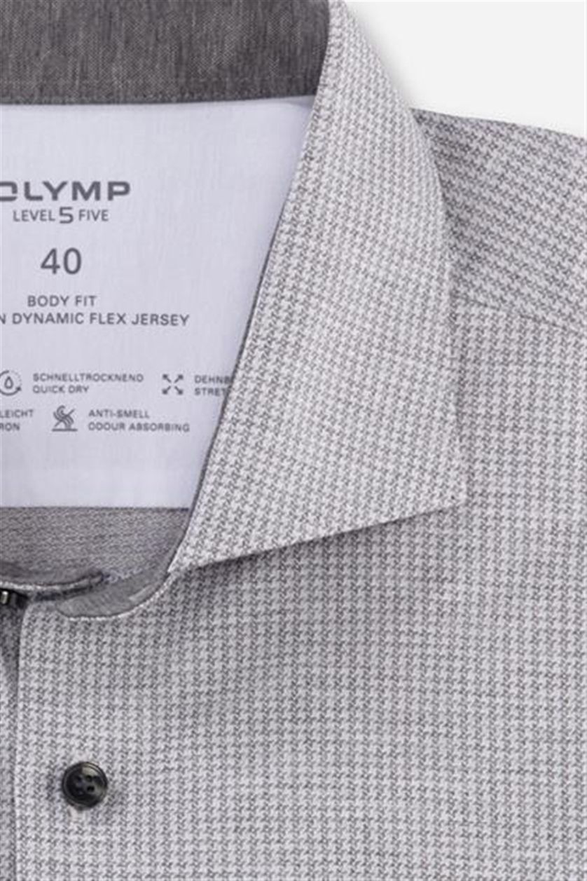 Extra slim fit Olymp overhemd mouwlengte 7 Level Five grijs geprint katoen