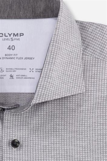 Level Five Olymp overhemd mouwlengte 7 extra slim fit grijs met print