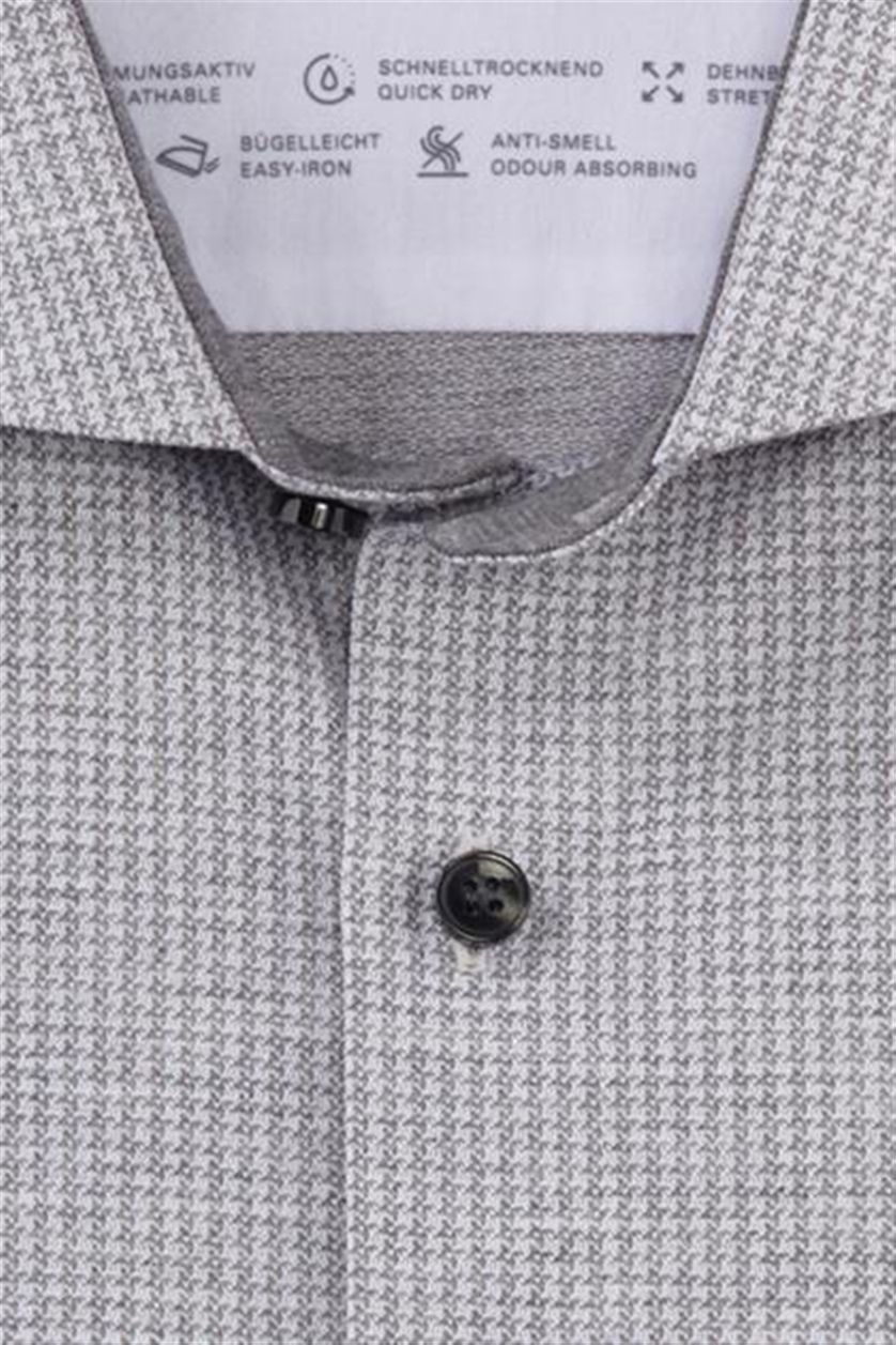 Extra slim fit Olymp overhemd mouwlengte 7 Level Five grijs geprint katoen