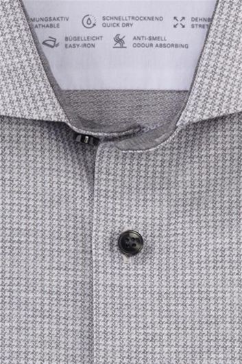 Level Five Olymp overhemd mouwlengte 7 extra slim fit grijs met print