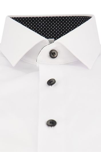 Olymp overhemd mouwlengte 7 Level Five extra slim fit wit effen katoen zwarte knopen