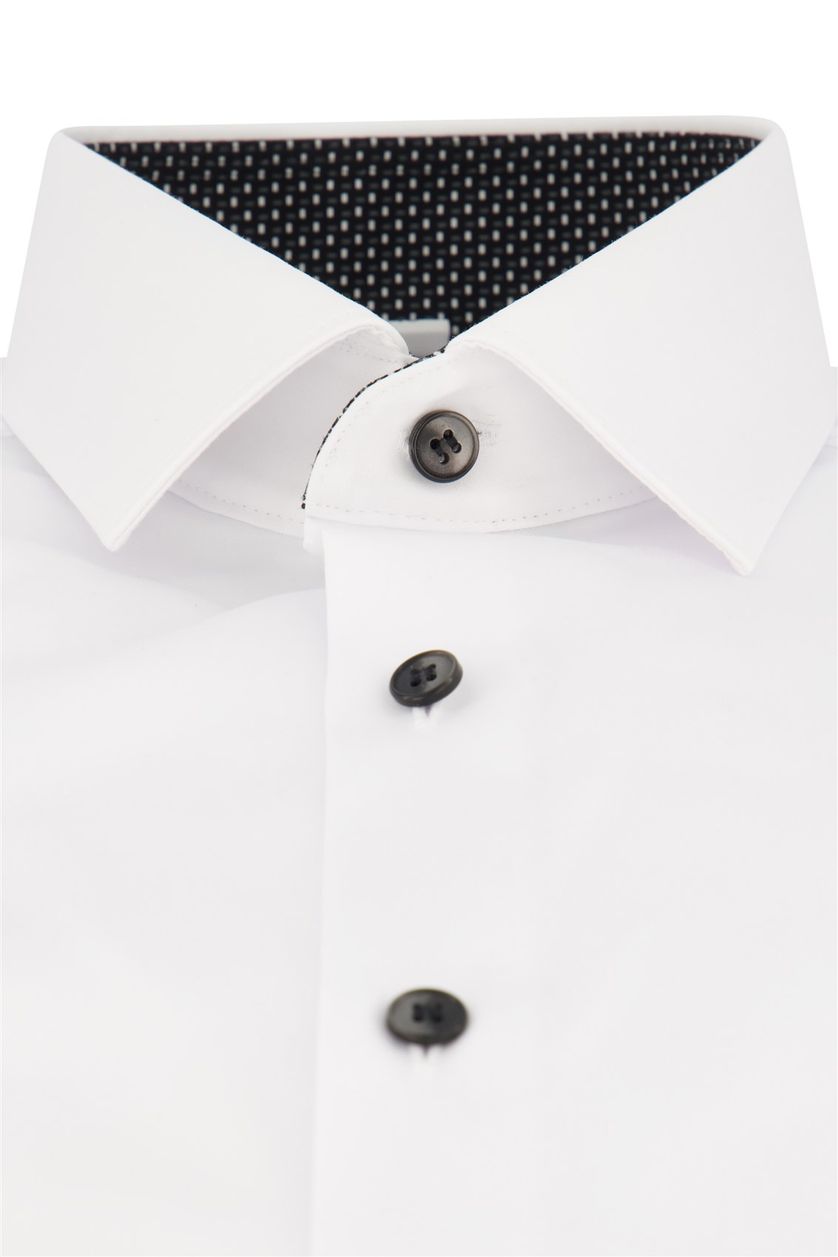 Olymp overhemd mouwlengte 7 Level Five extra slim fit wit effen zwart knopen katoen