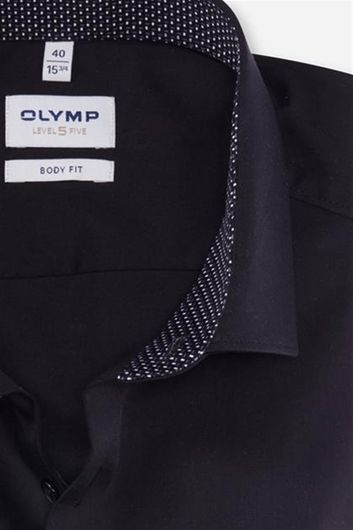 Olymp overhemd mouwlengte 7 Level Five slim fit zwart effen katoen