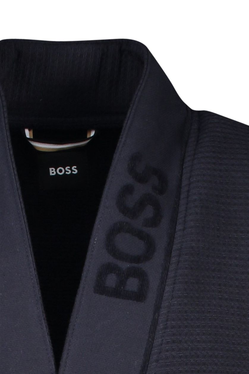 Hugo Boss badjas donkerblauw effen, geprint 