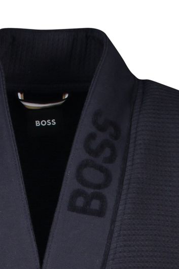 Hugo Boss badjas donkerblauw effen met motief