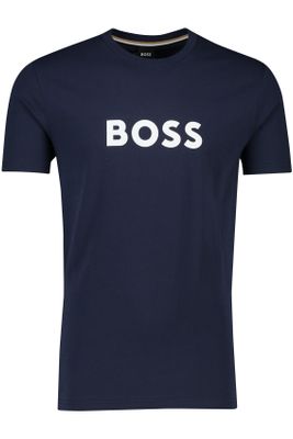 Hugo Boss Hugo Boss t-shirt donkerblauw print 100% katoen normale fit