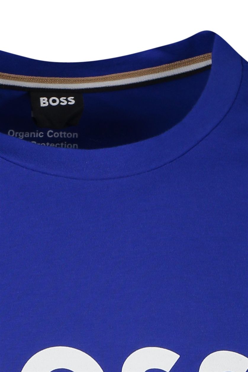 Hugo Boss t-shirt blauw print normale fit 100% katoen