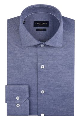 Cavallaro Blauw uni Cavallaro business overhemd slim fit 100% katoen