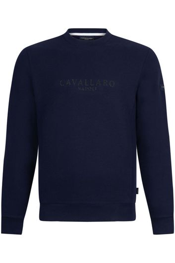 sweater Cavallaro donkerblauw effen ronde hals 