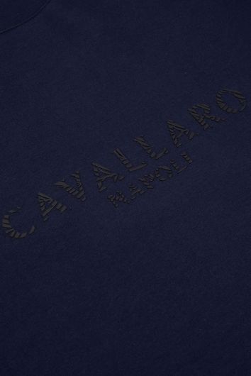 Cavallaro sweater ronde hals donkerblauw effen logo geprint