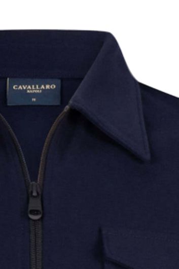 Cavallaro vest donkerblauw rits effen dubbele borstzak